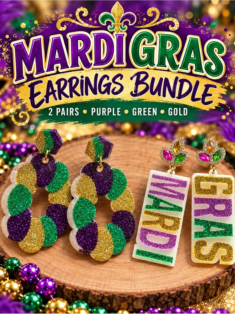 Mardi Gras earrings